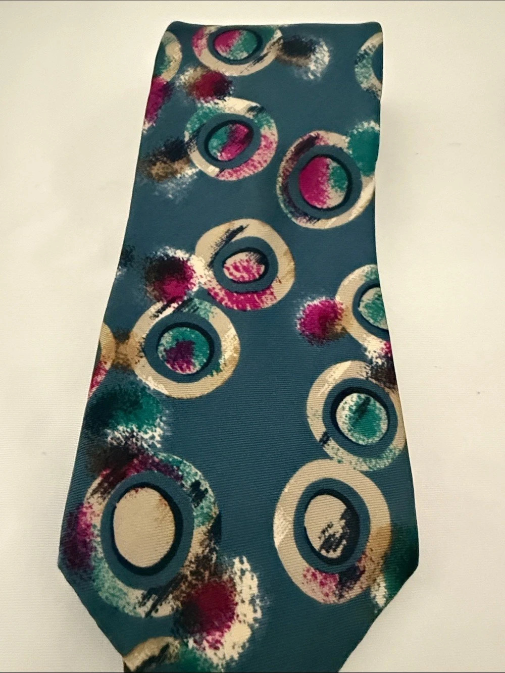 Guy Laroche Men's Silk Abstract Tie in Blue & Pink Like New